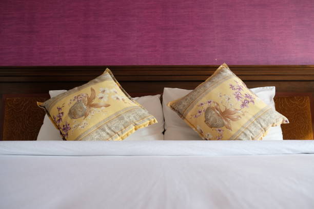 istock Bed and pillow in Asian tropical style - soft focus 804761274
