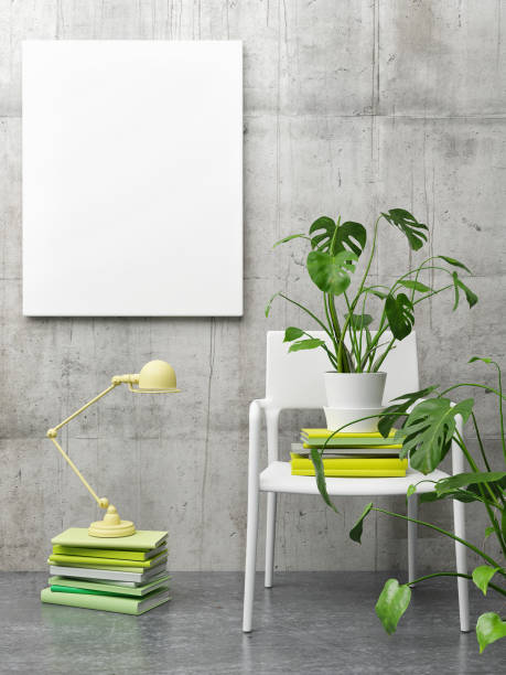 istock Mock up poster with flowers, concept interior 804774496