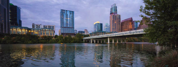 istock Downtown Austin panoramic skyline at twilight from Colorado River 804783436