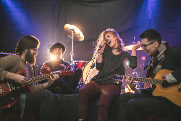 istock Rock band performing at a nightclub 804793490