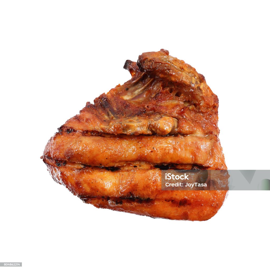 barbecue grillé poulet isolé sur blanc - Photo de Poitrine libre de droits
