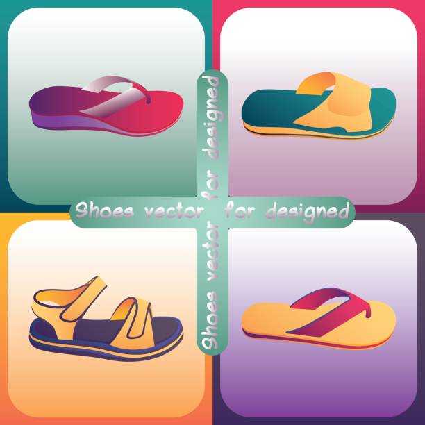 illustrations, cliparts, dessins animés et icônes de vecteur de chaussures - summer flip flop clothesline fun