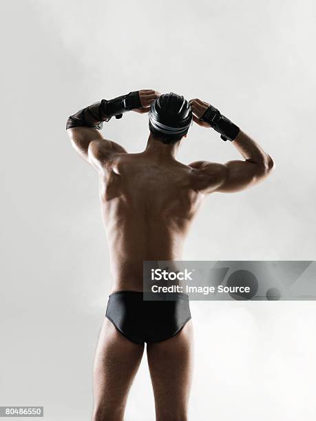 Rear View Of A Swimmer Stock Photo - Download Image Now - Back, Swimming, Men