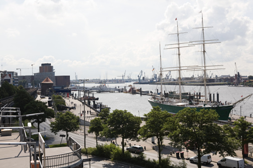 Some ships in the old Hamburg harbor, Germany