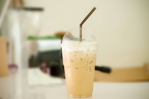 istock Ice cappuccino coffee on bar in coffee shop 804875782