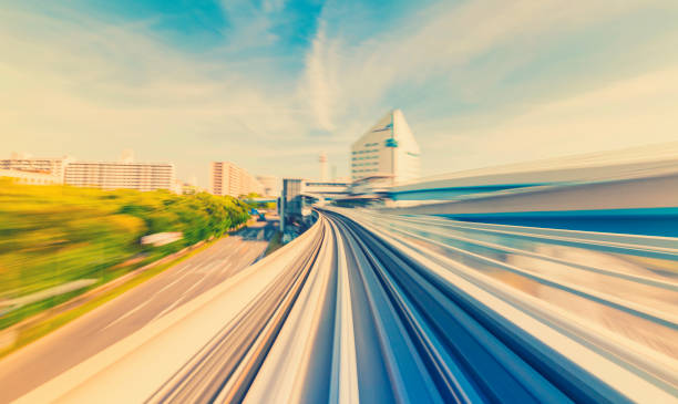 istock High speed technology concept via the Kobe Portliner Monorail 804876084