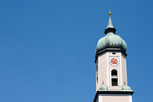 Bell Tower Of The Beautiful Neoclassical Cathedral Of Kuopio Finland On A Beautiful Sunny Summer Day With A Clear Blue Sky