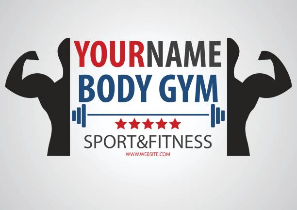 Bodybuilding muscle gym and fitness business vector banner sign design. vector art illustration