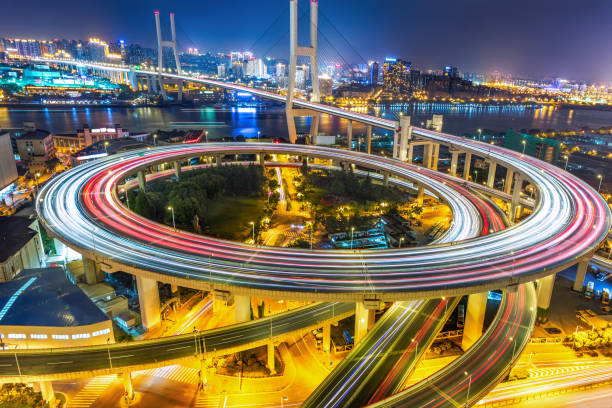 istock Shanghai overpass at night in China. 804901222