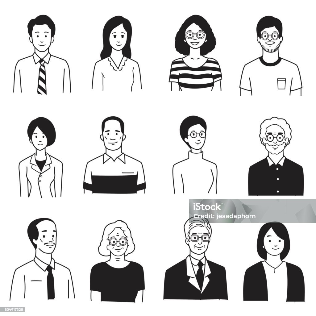 Portrait Smiling People Stock Illustration - Download Image Now - People,  Drawing - Art Product, Characters - iStock