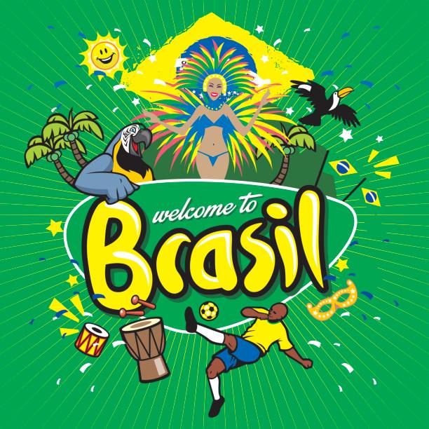 ilustrações, clipart, desenhos animados e ícones de série de saudação bem-vindo ao brasil - carnaval sao paulo