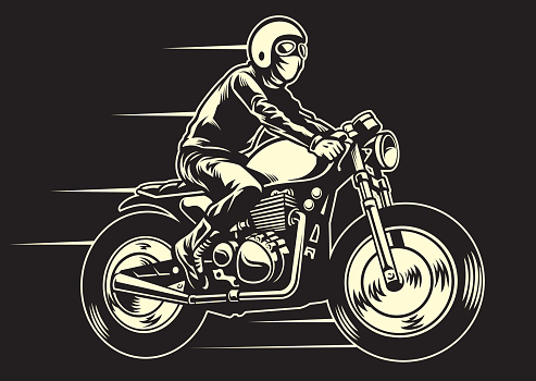 vector of man ride a classic custom motorcycle