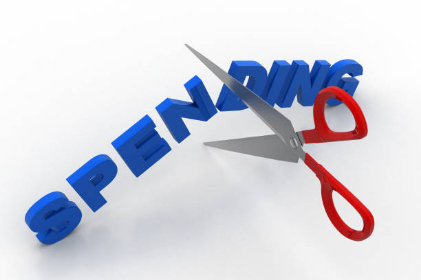 istock Scissor cut the word spending 804952292