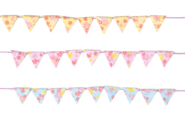 istock Flower bunting paper cut on white background 804954910