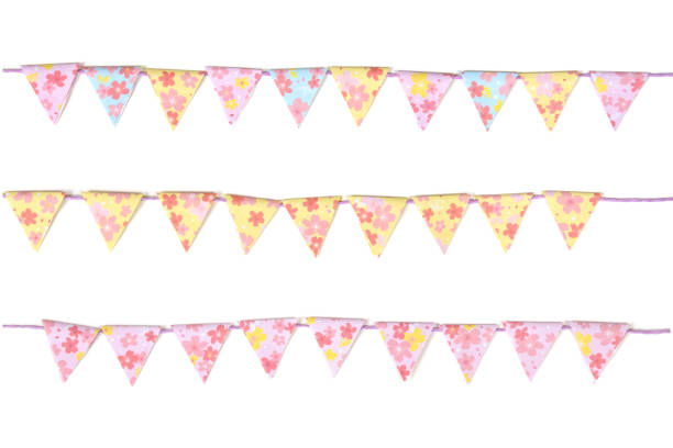 istock Flower bunting paper cut on white background 804954912