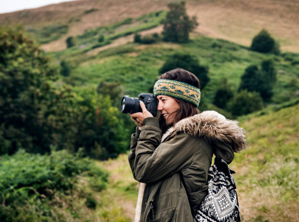 istock Woman Photography Camera Nature Environment Concept 804955456