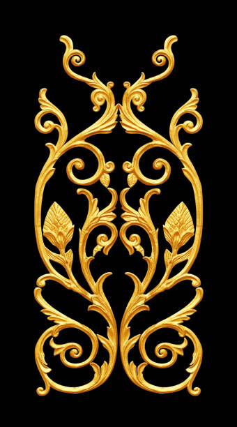 istock Ornament elements, vintage gold floral designs 804955734