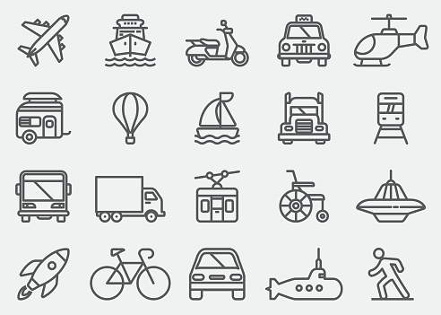 Transportation Vehicles Line Icons