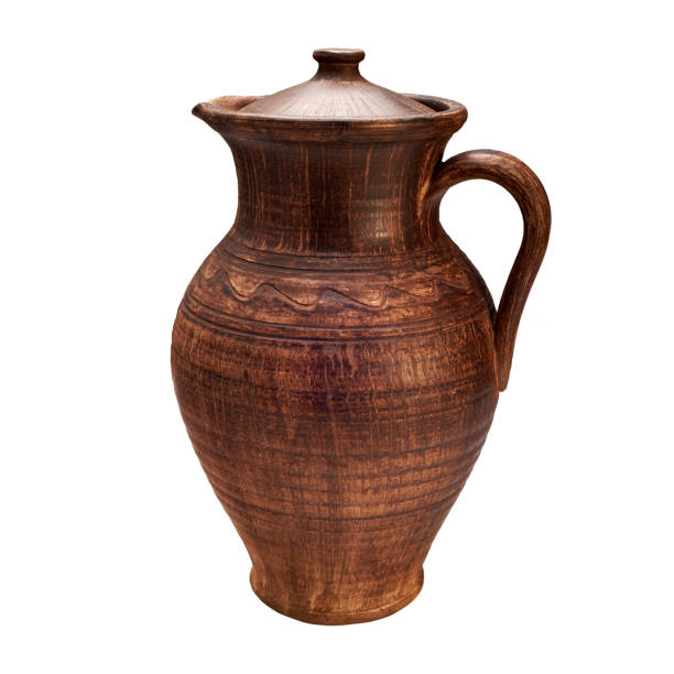 istock Monochrome handmade jug. Isolated on a white background 805000954