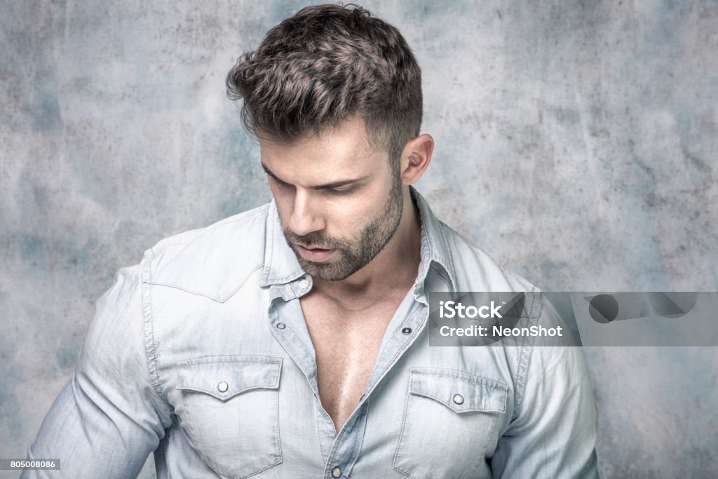 Portrait of handsome man. Portrait of handsome brunet man. Fashion Model Stock Photo