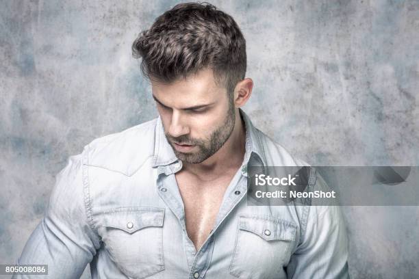 Portrait Of Handsome Man Stock Photo - Download Image Now - Fashion Model, Males, Beard