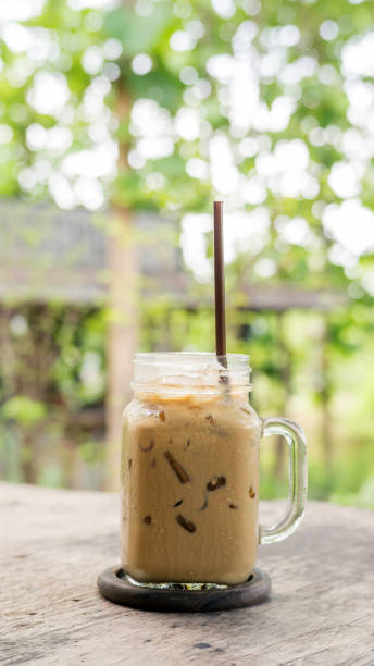 istock Iced coffee on a wooden table. 805020438