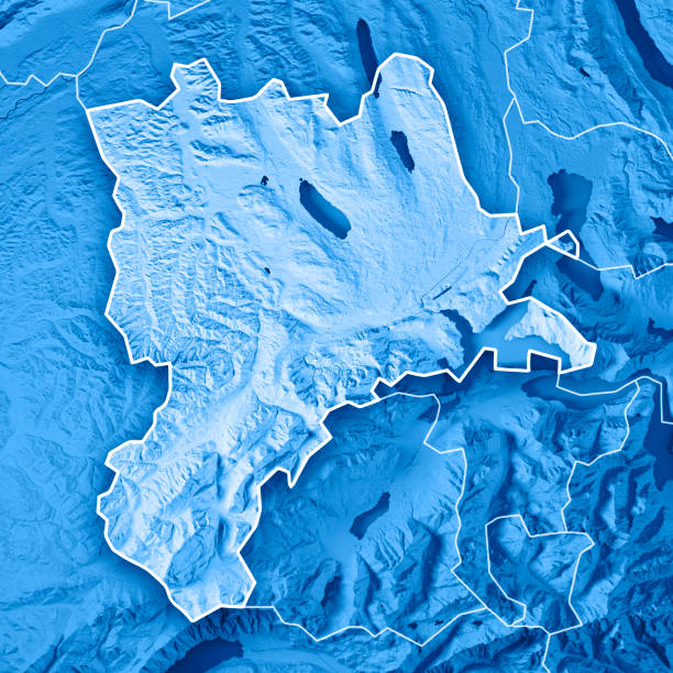 istock Lucerne Canton Switzerland 3D Render Topographic Map Blue Border 805020602