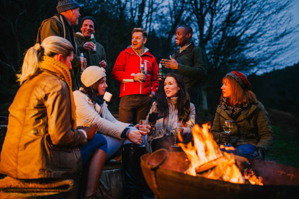 istock Group of Friends Gathered Around a Fire Pit 805033986