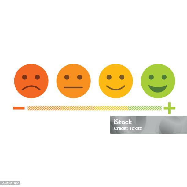 Feedback Emoticon Flat Design Icon Set From Negative To Positive Stock Illustration - Download Image Now