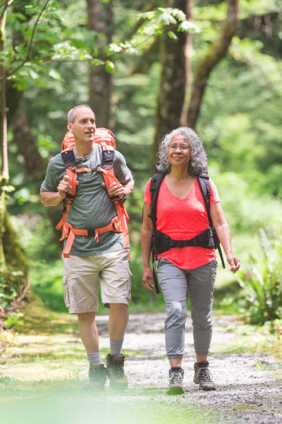 istock Senior couple hiking trip 805053894