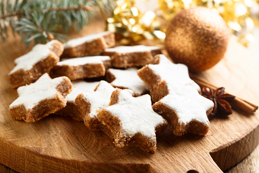 Christmas star cookies with egg white glaze