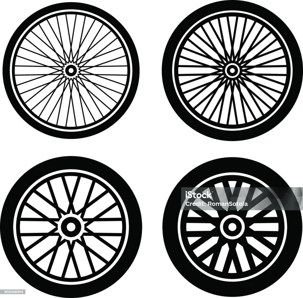 bike motorbike wheels black silhouette vector Wheel stock vector