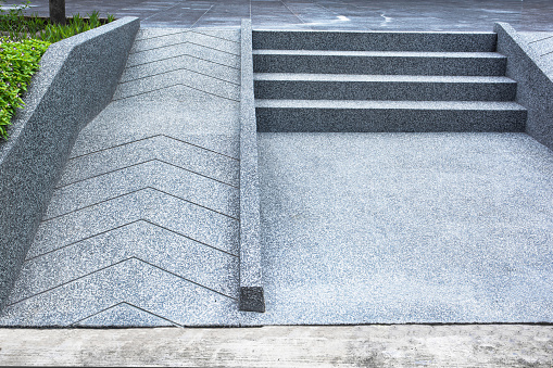 wheelchair ramp and stairs for people