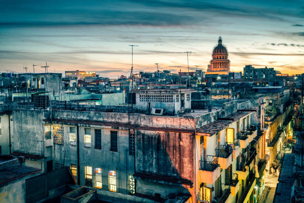 istock Havana cityscape with Capitol during sunset 805075112