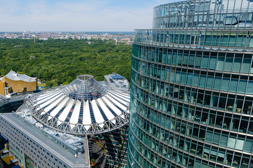 Berlin, Germany - june 9, 2017: Roof of the Sony Center at Potsdamer Platz in Berlin, Germany.