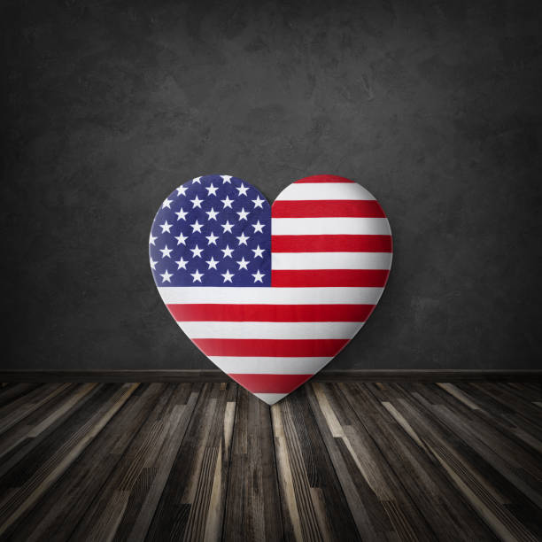 istock Heart on black wall for independence day 805104956