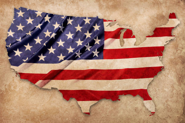 istock American flag pattern in country map shape on brown texture 805105286