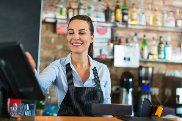 istock Woman working at cafe 805106184