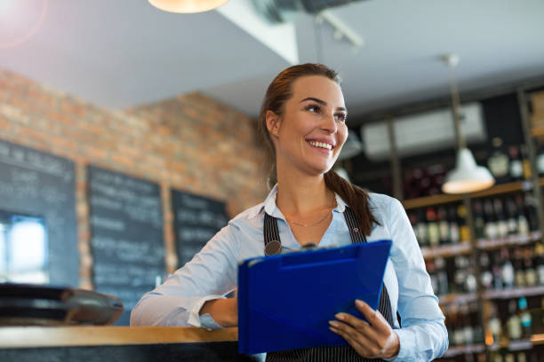 istock Woman working at cafe 805106578