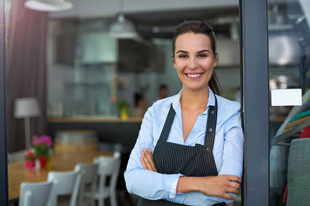 istock Woman working at cafe 805107266