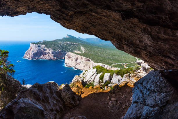 istock Capo Caccia coastline seen from Vasi Rotti cave 805109670
