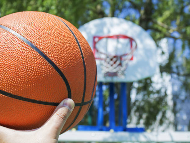 istock Basketball on a basket background 805130518