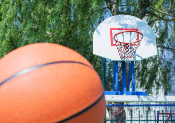 istock Basketball on a basket background 805130734