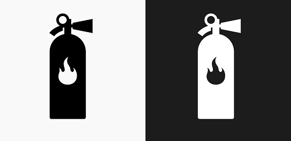 istock Fire Extinguisher Icon on Black and White Vector Backgrounds 805143226