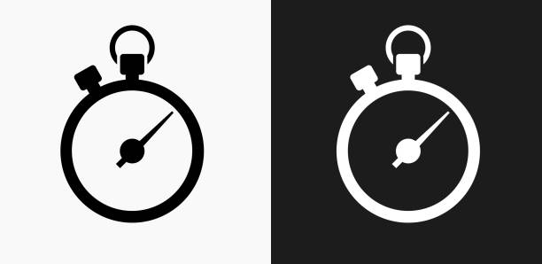 ilustraciones, imágenes clip art, dibujos animados e iconos de stock de icono de cronómetro en blanco y negro vector fondos - timer