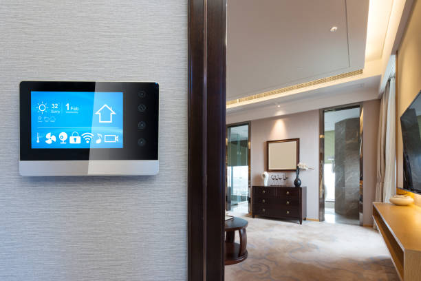 istock digital screen with luxury bedroom in smart home 805147366