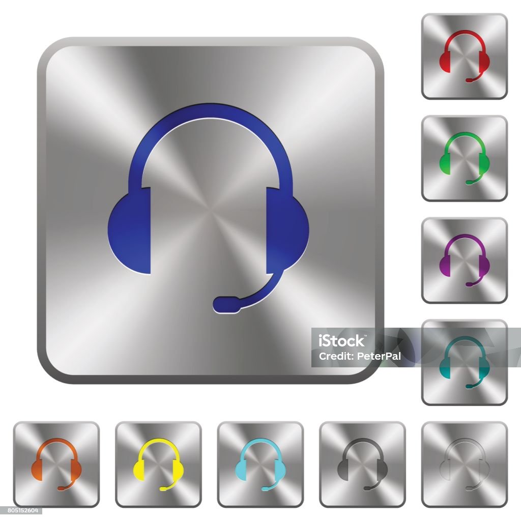 Casque Button Headset With Microphone Rounded Square Steel Buttons Stock Illustration ...