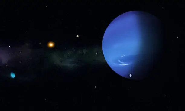 imaginary space journey to the blue gas giant Neptune