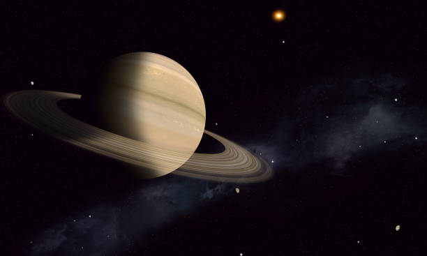 Saturn with Moons stock photo