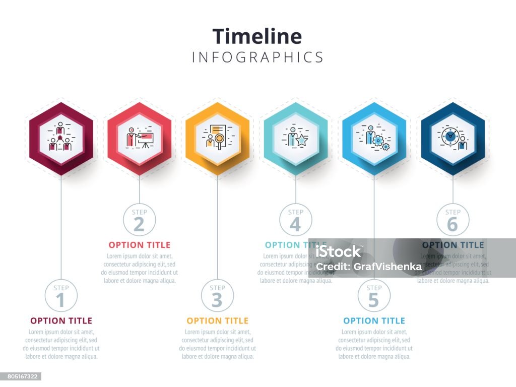 Business 6 step process chart infographics with step circles. Bright corporate graphic elements. Company presentation slide template. Modern vector info graphic layout design. Number 6 stock vector